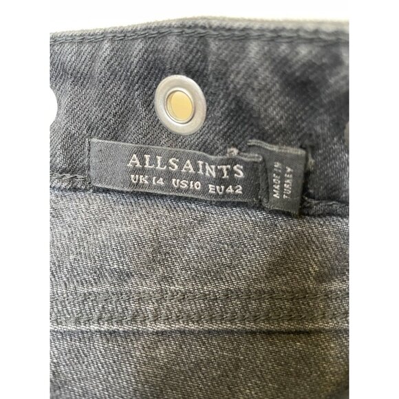 ALLSAINTS LILA EYELET BLACK WASHED DENIIM SKIRT M 10 - Picture 3 of 8